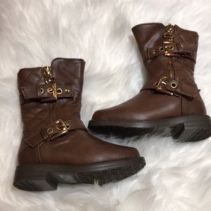NWB Toddler girls quilted brown boots